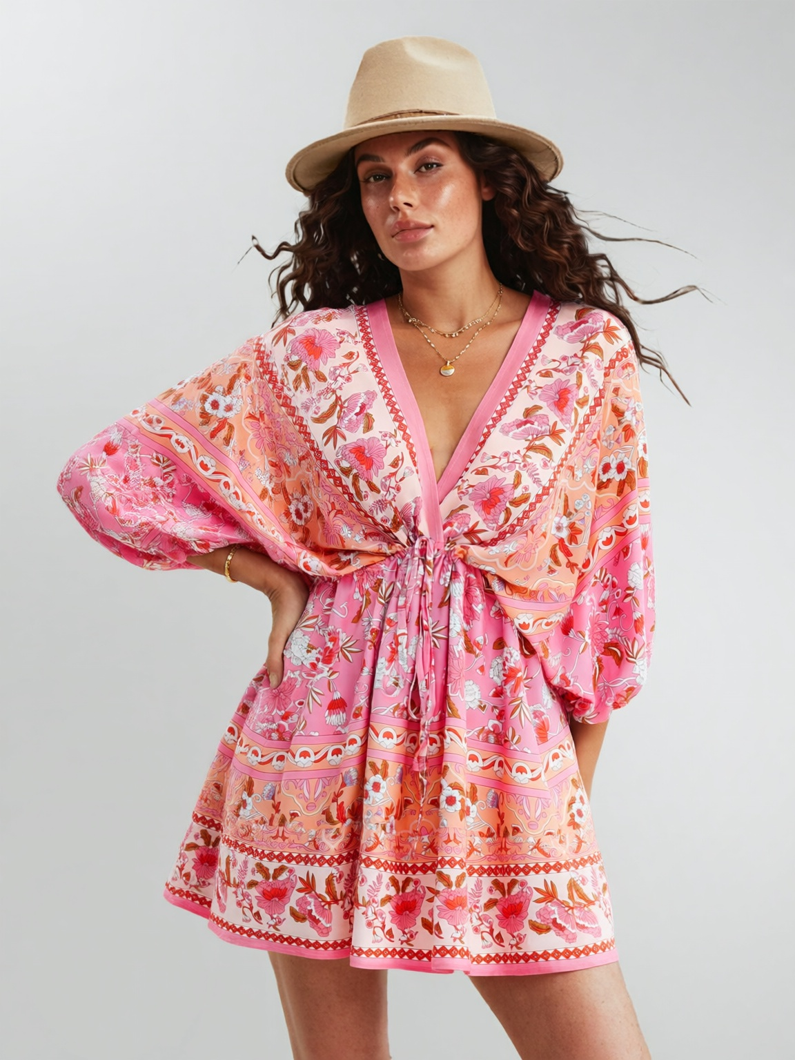 Blush Bloom Boho Mini Dress