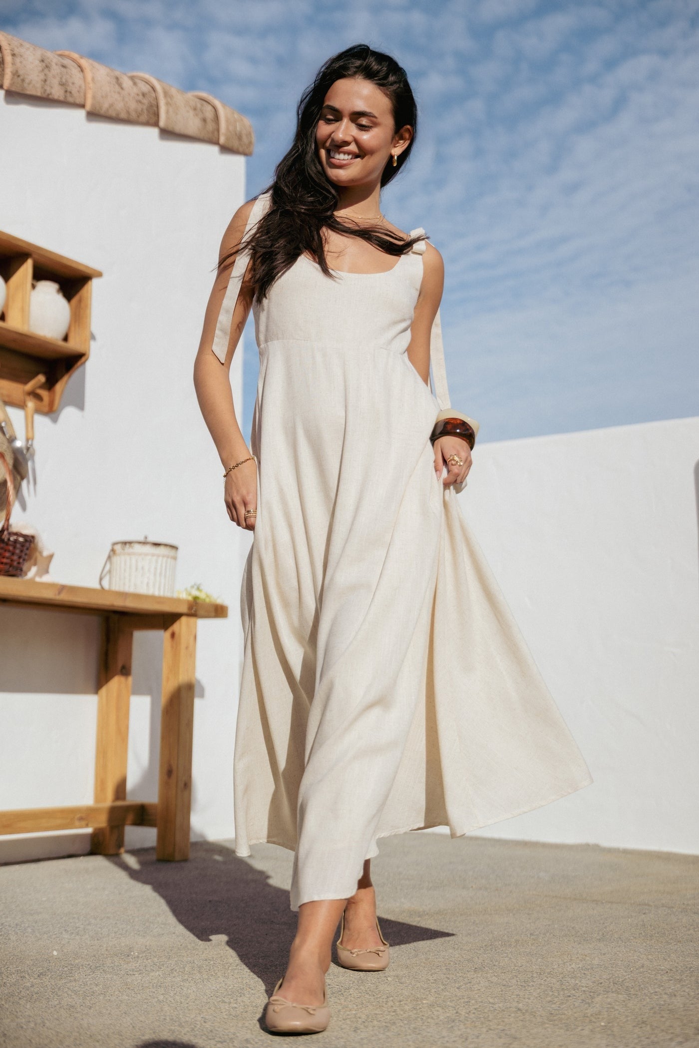IntimaBay Tie Shoulder Maxi Dress
