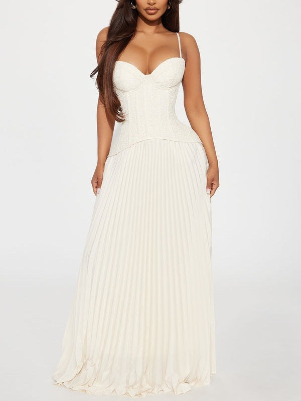 Isolde Corset Pleated Maxi Dress
