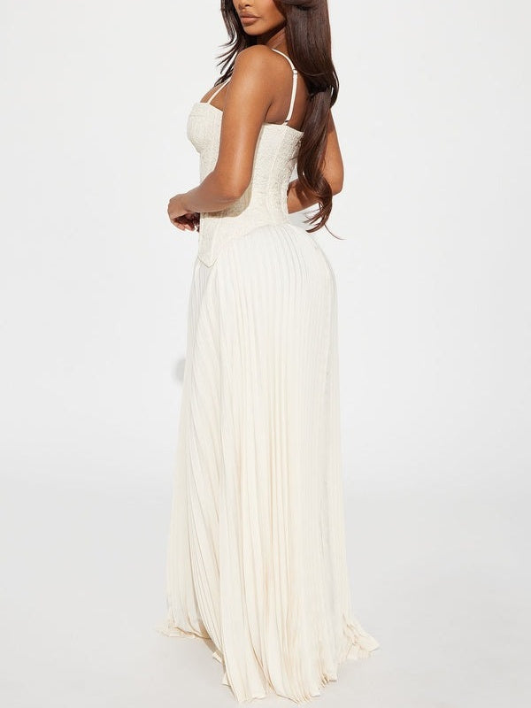 Isolde Corset Pleated Maxi Dress