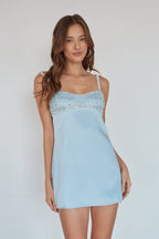 Rhinestone Satin Mini Dress