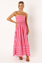 Rosalie Stripe Backless Maxi Dress