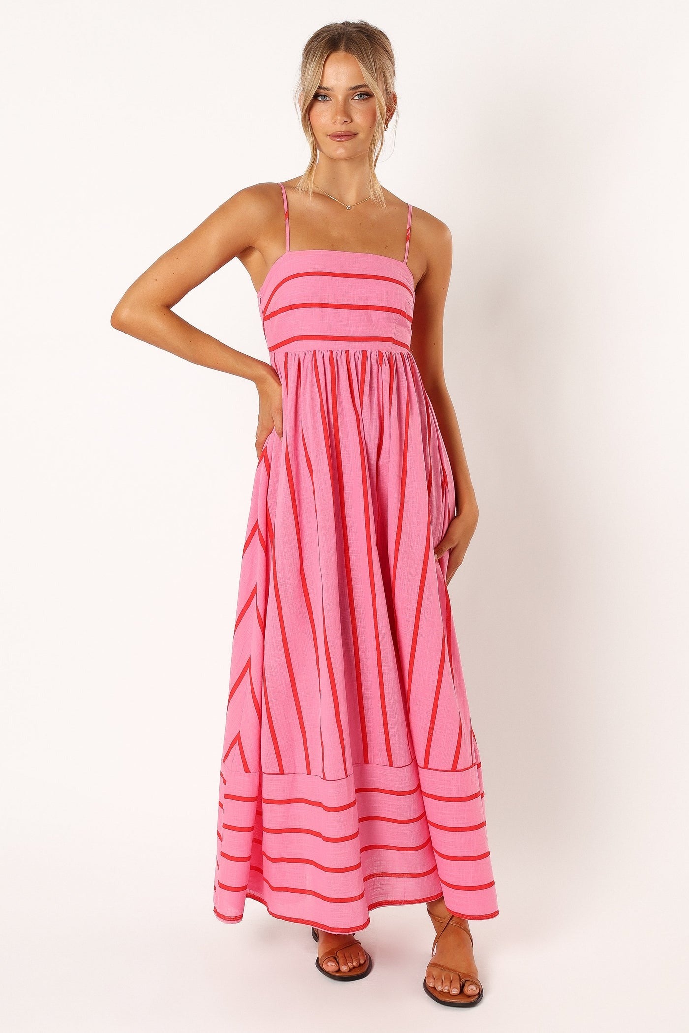 Rosalie Stripe Backless Maxi Dress
