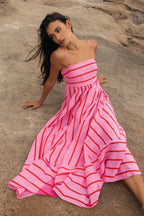 Rosalie Stripe Backless Maxi Dress