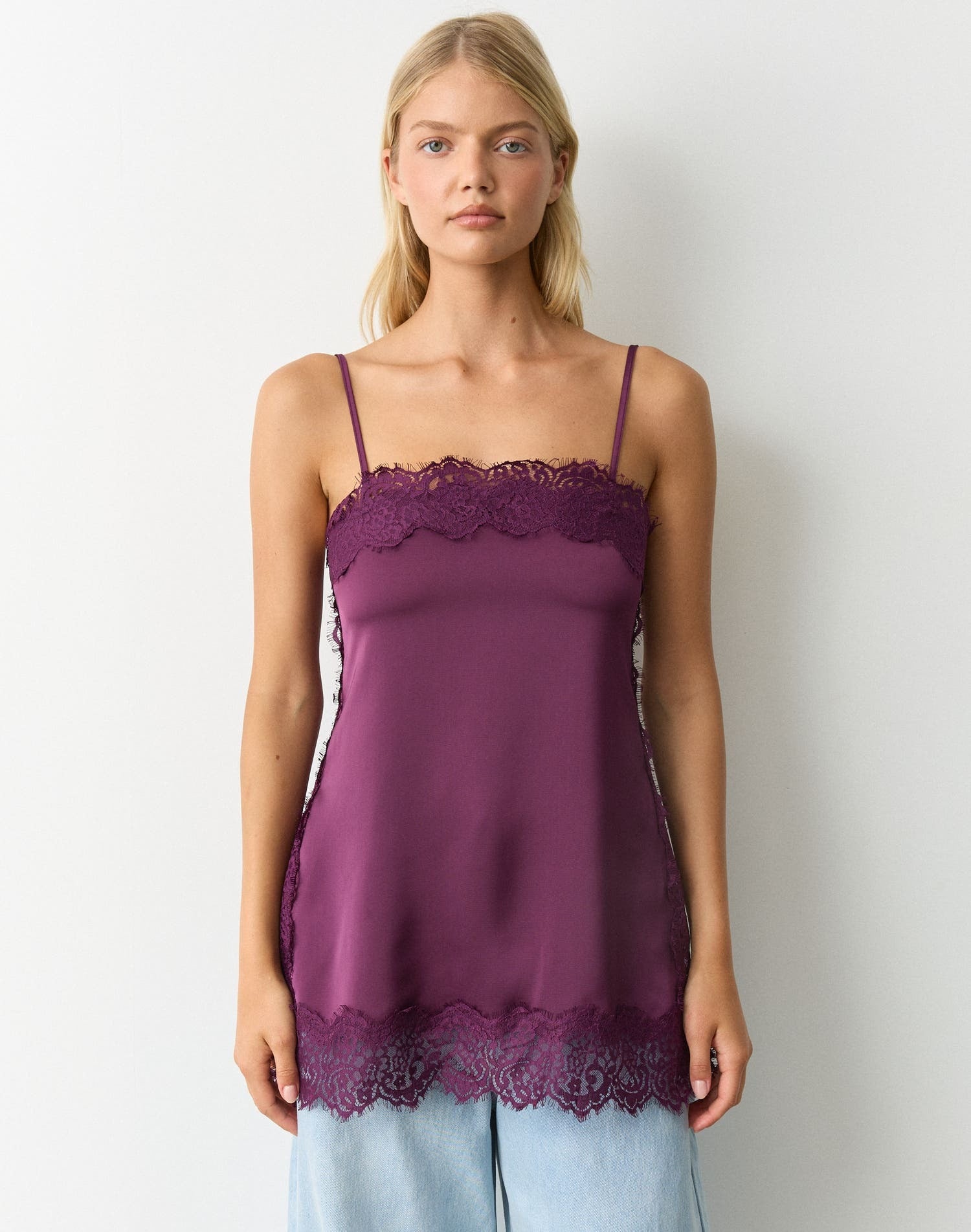Veloura Lace Satin Cami Top