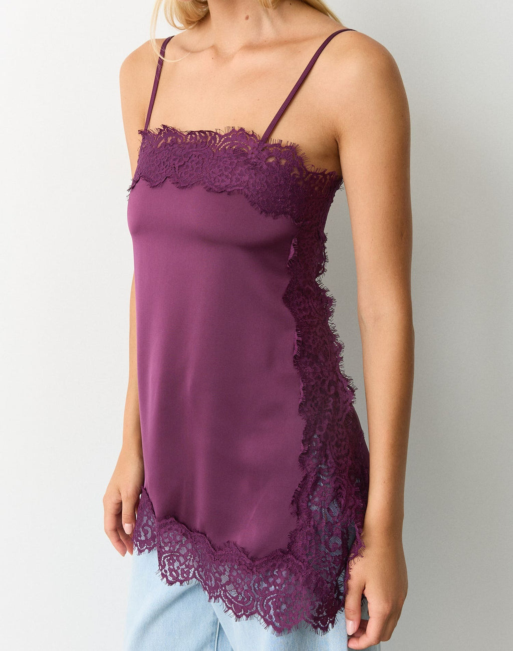 Veloura Lace Satin Cami Top