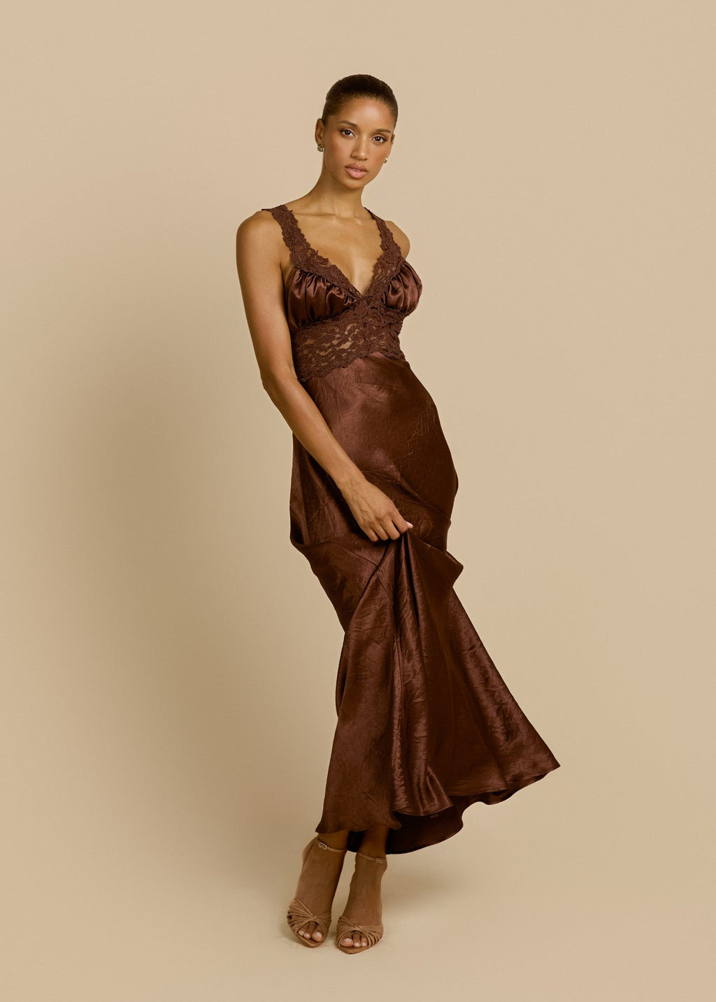 Valencia Silk Lace Maxi Dress