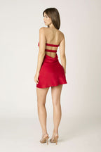 Valentina Twist-Front Satin Mini Dress