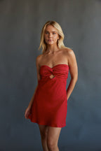 Valentina Twist-Front Satin Mini Dress