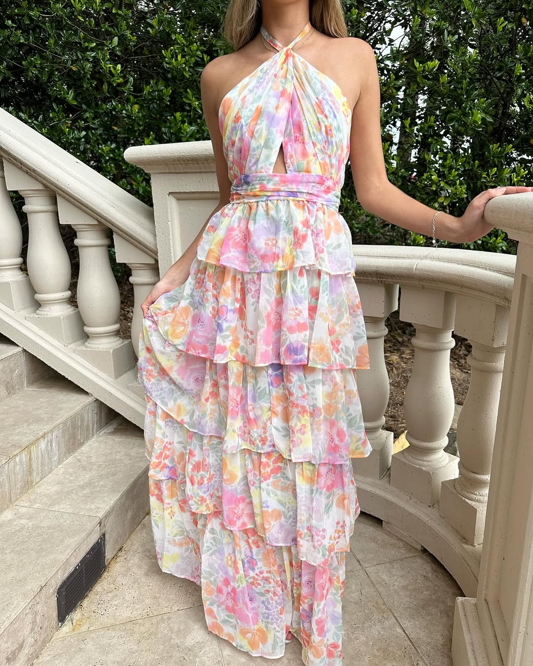 Blush Garden Tiered Maxi Dress