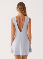 Celeste Ice Blue Backless Mini Dress - IntimaBay