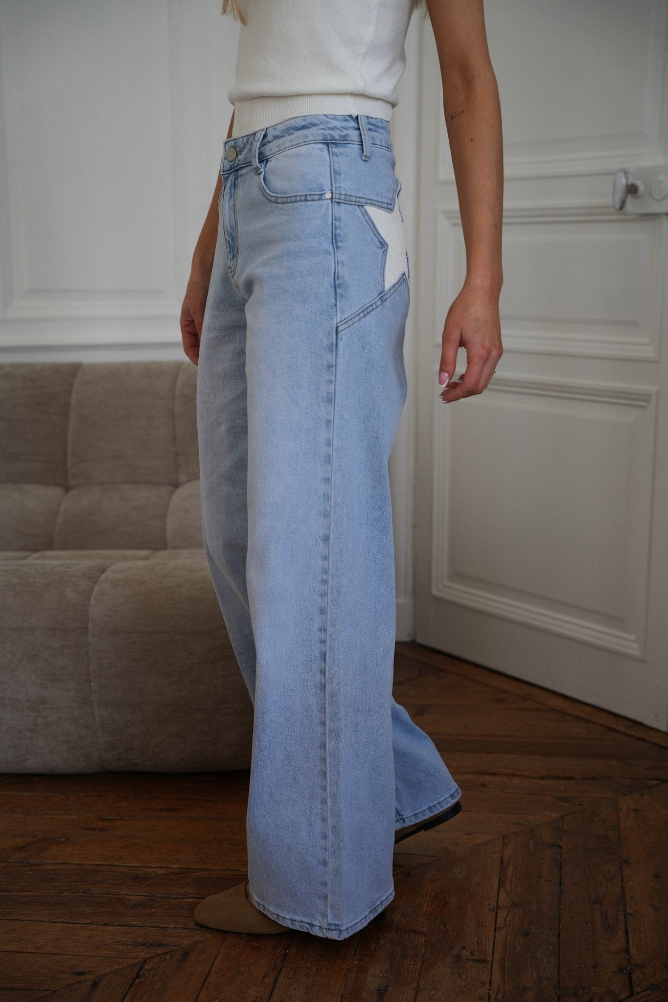 IntimaBay Star Patch Panel Jeans - IntimaBay