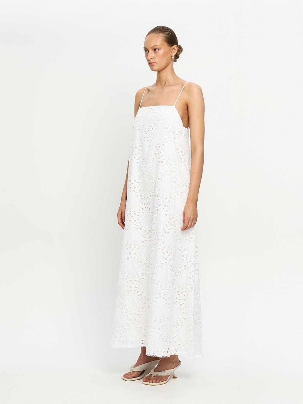 Ivory Eyelet Maxi Dress - IntimaBay