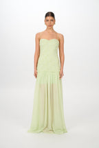 Lime Blossom Lace & Chiffon Maxi Dress - IntimaBay