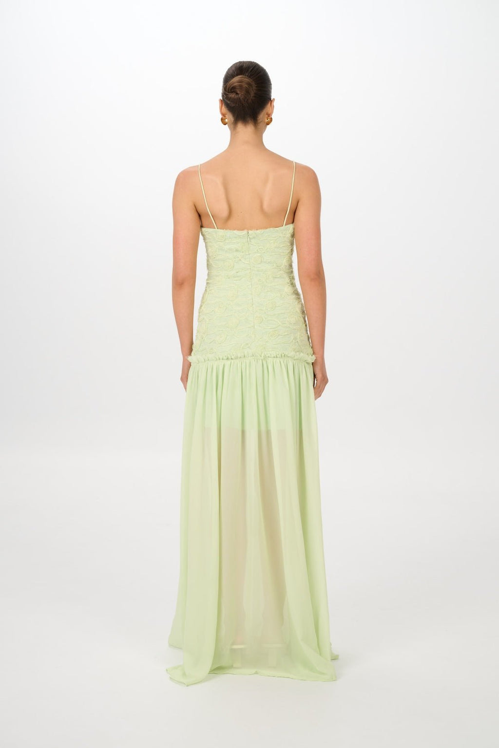 Lime Blossom Lace & Chiffon Maxi Dress - IntimaBay
