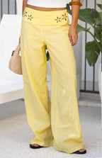 Lumia Floral Cutout Wide - Leg Pants - IntimaBay