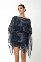 Midnight Paisley Sheer Mini Dress - IntimaBay