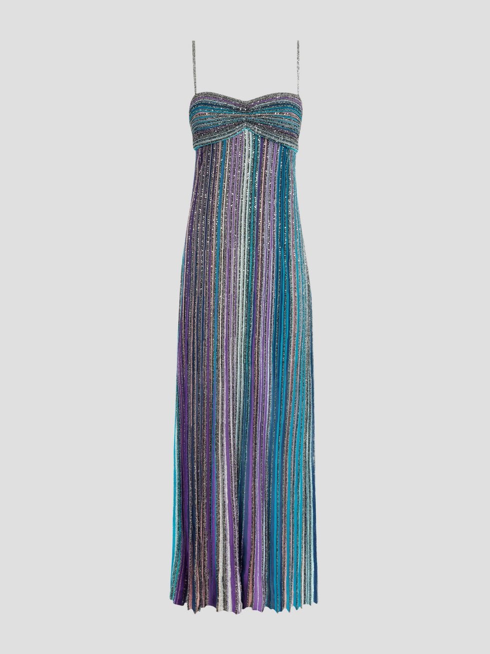 Multicolor Metallic Stripe Maxi Dress - IntimaBay