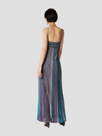 Multicolor Metallic Stripe Maxi Dress - IntimaBay