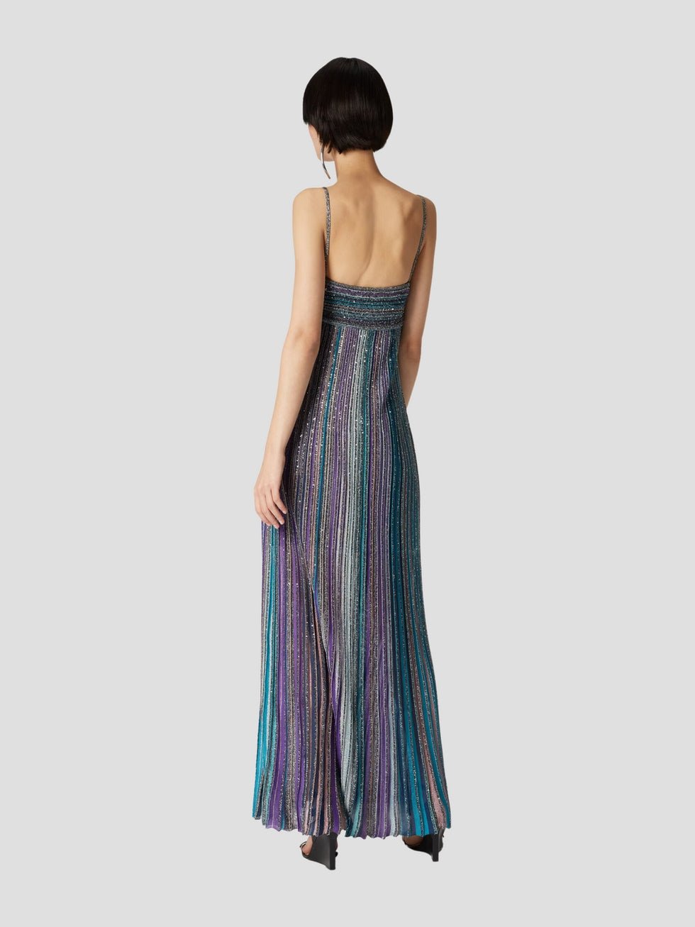 Multicolor Metallic Stripe Maxi Dress - IntimaBay