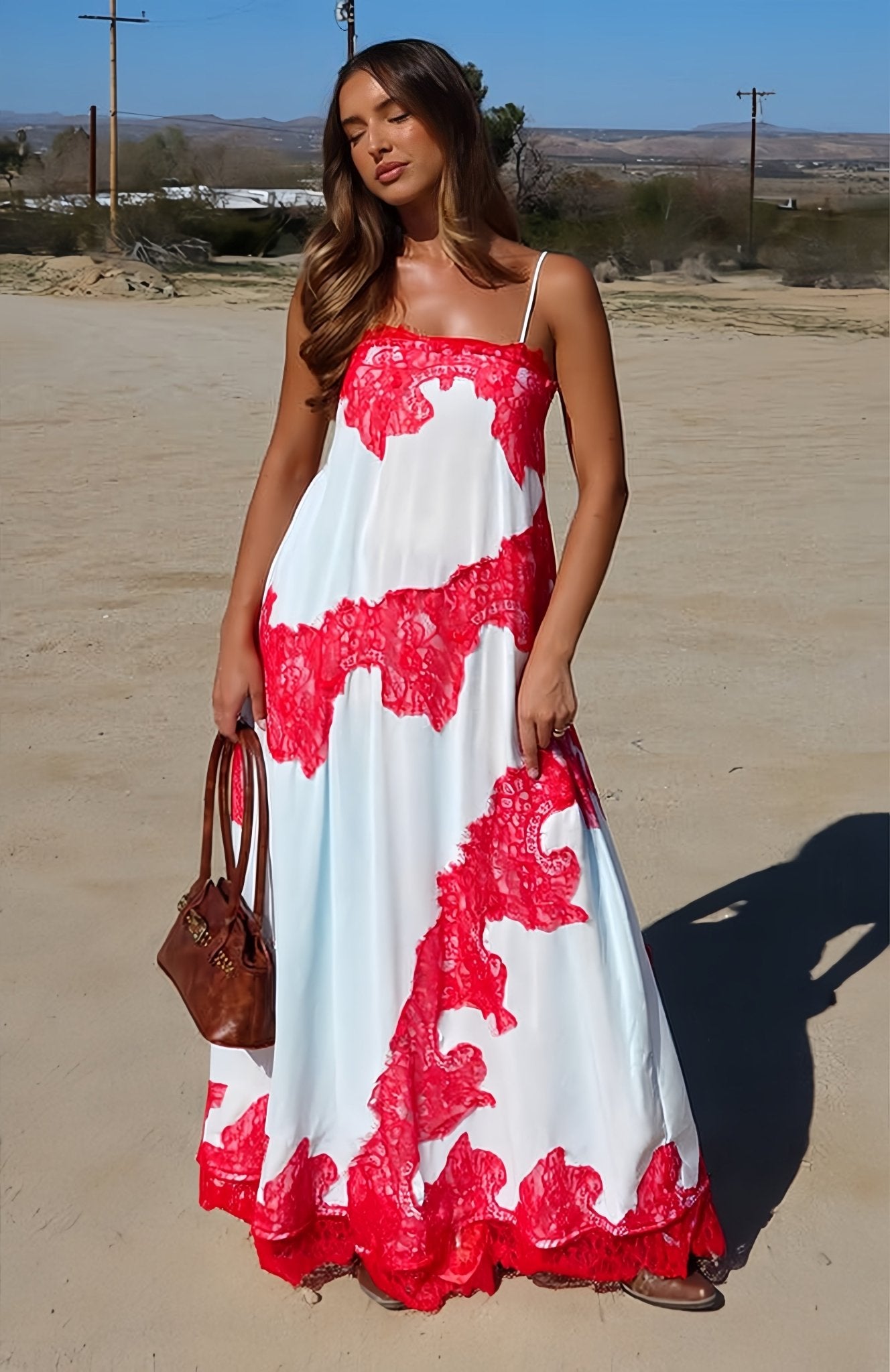 Scarlet Lace Flow Maxi Dress - IntimaBay