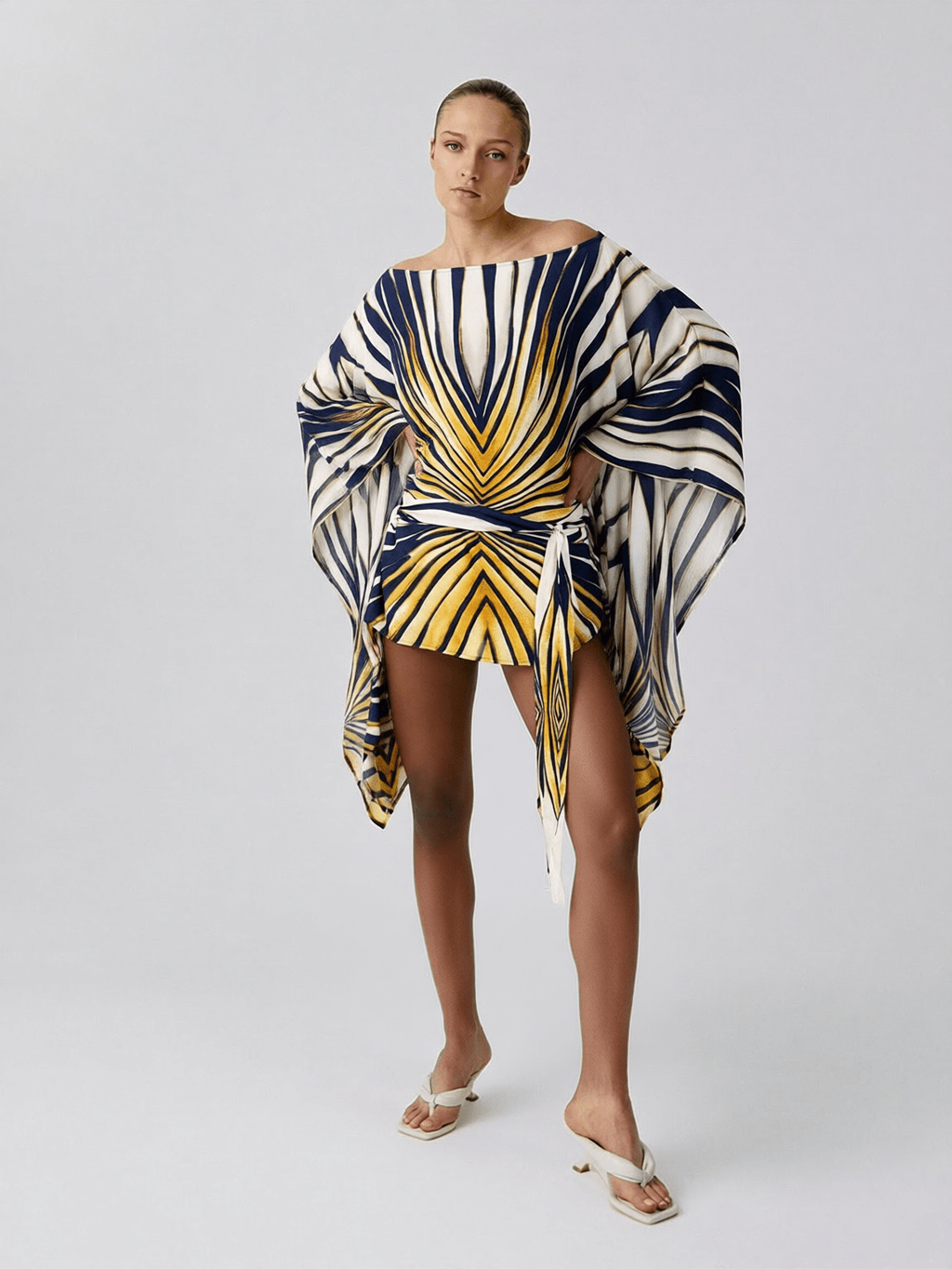 Solara Geometric Wrap Mini Dress - IntimaBay