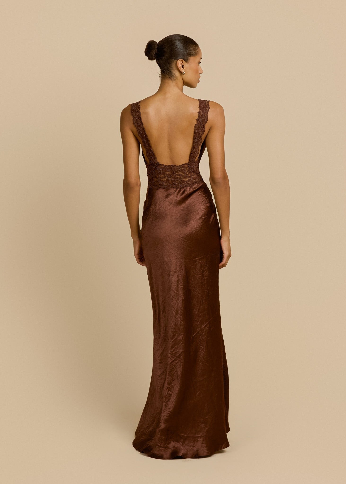 Valencia Silk Lace Maxi Dress - IntimaBay