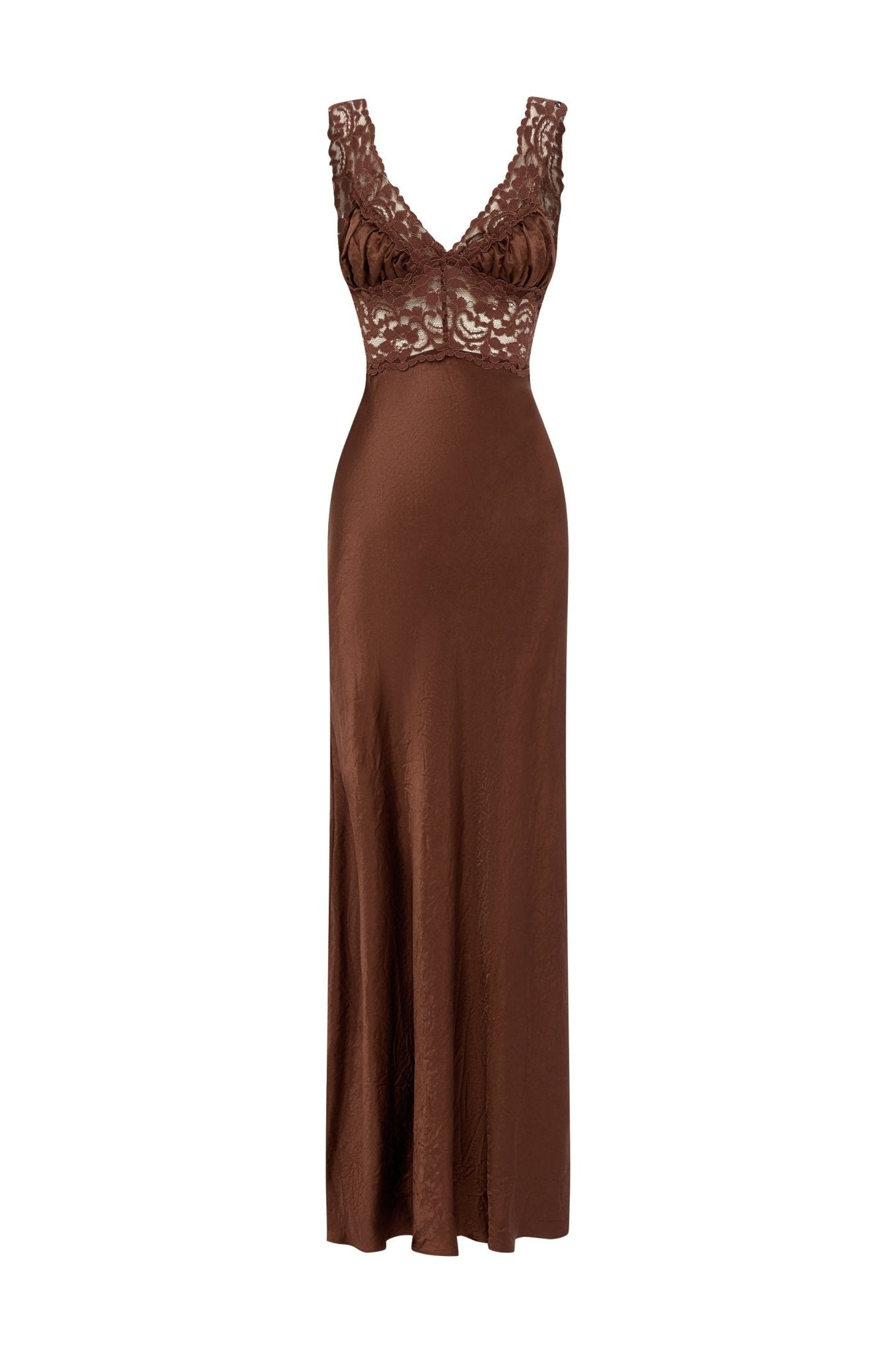 Valencia Silk Lace Maxi Dress - IntimaBay