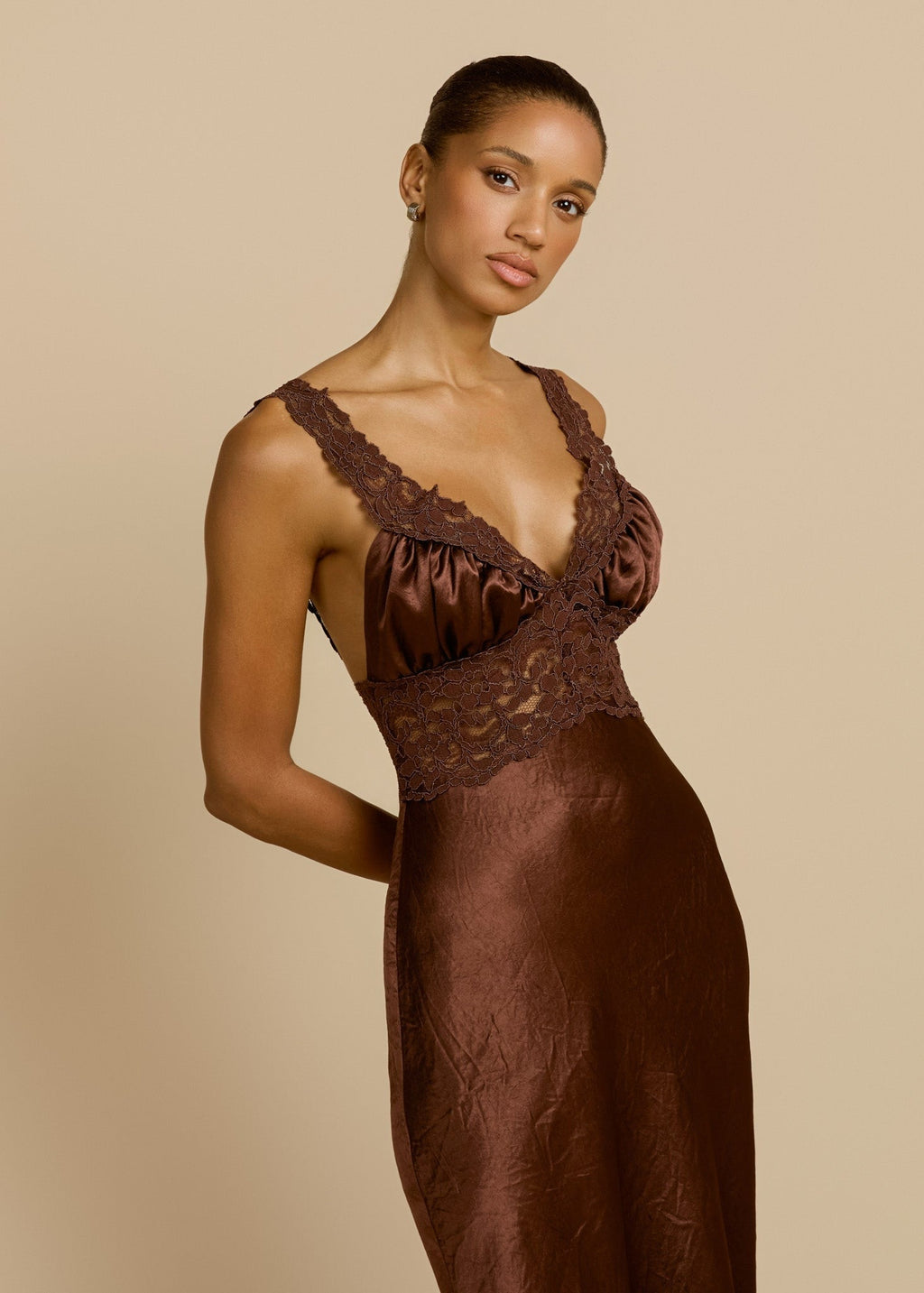 Valencia Silk Lace Maxi Dress - IntimaBay