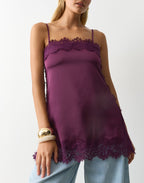 Veloura Lace Satin Cami Top - IntimaBay