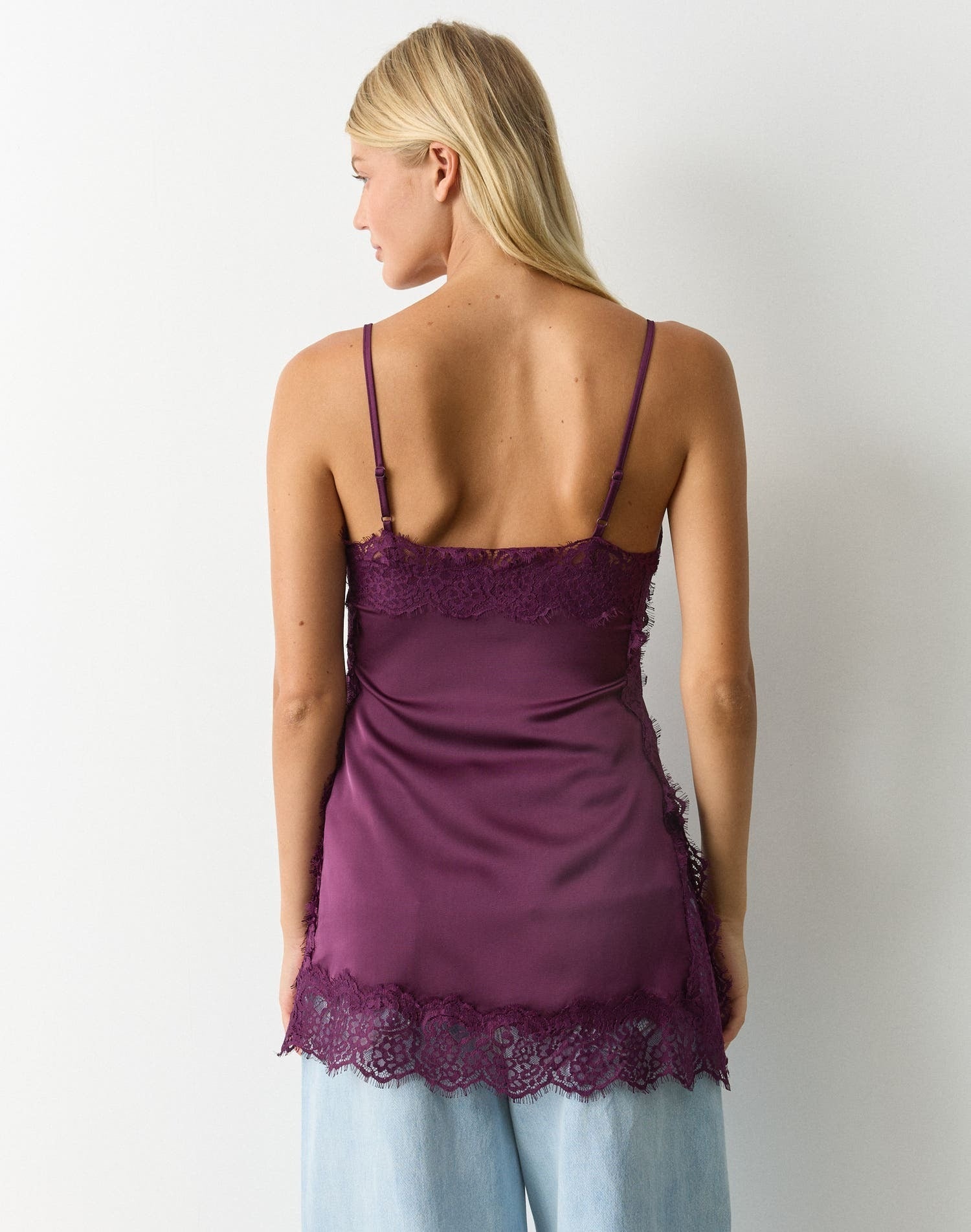 Veloura Lace Satin Cami Top - IntimaBay