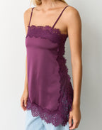 Veloura Lace Satin Cami Top - IntimaBay