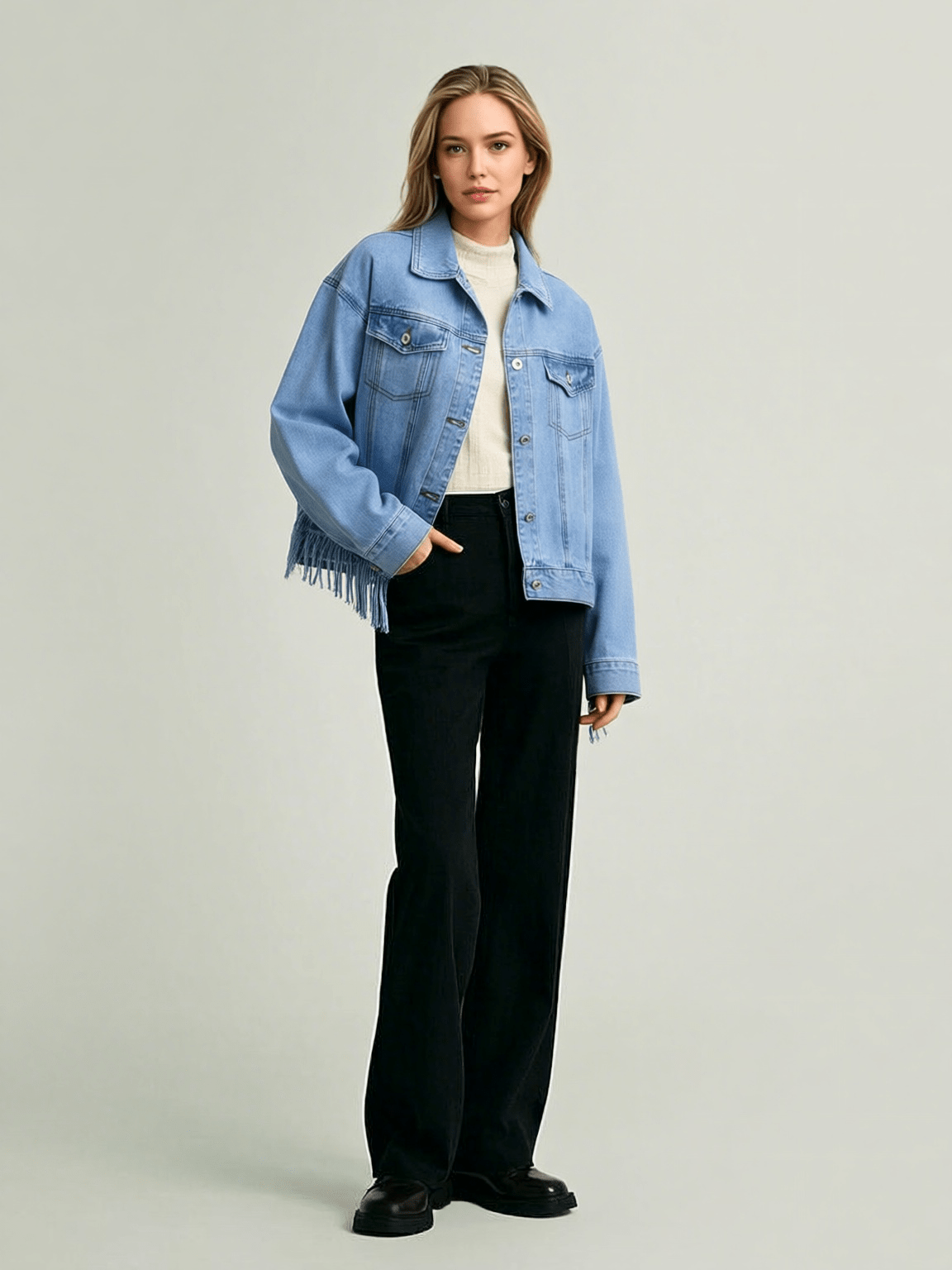 Vintage Fringe Denim Jacket - IntimaBay